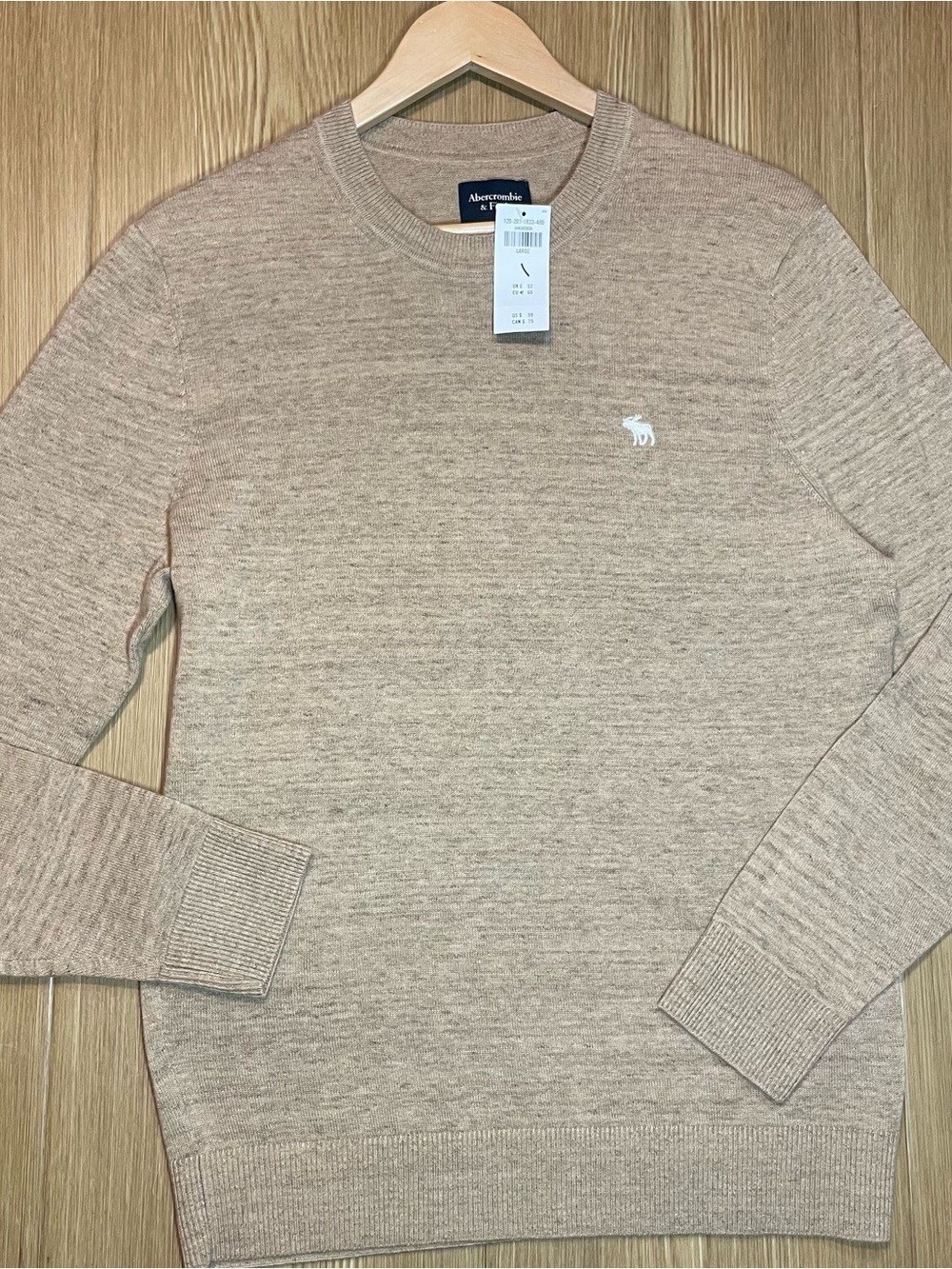 NWT Abercrombie & Fitch Men’s Large Heather Oatmeal Beige Crewneck Sweater